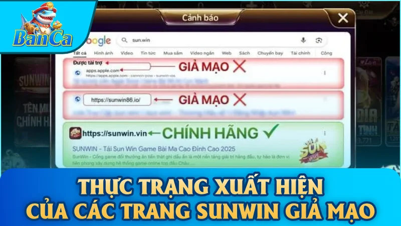 Thực trạng xuất hiện của các trang Sunwin giả mạo
